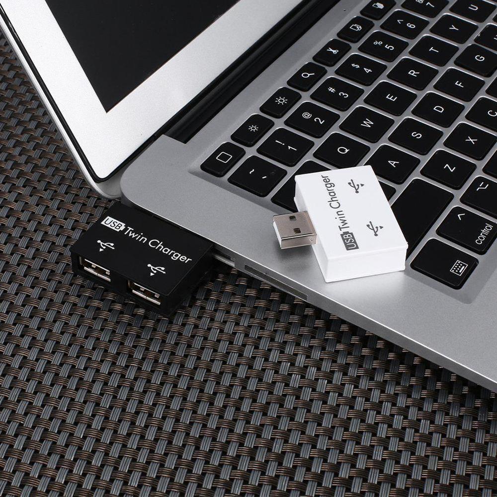 Mini USB Hub To 2 Port Charger Hub Adapter  Fashion New USB Splitter For Phone  Computer USB Hub 2.0（white）. 