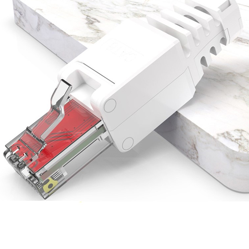 White RJ45 Tool-less Connector No Crimp Connectors CCTV Ethernet Cable Head Plug Jessica. 