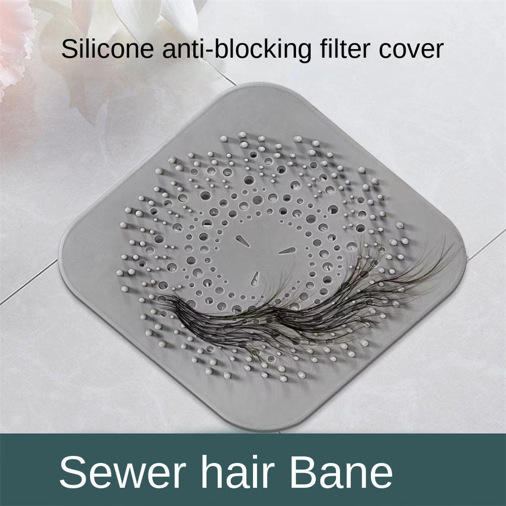 Sink Anti Clog Dense Mesh Hair Filter Sewer Mouth Filter Bottom Suction Cup Square Household Products Floor Drain Cover Tricolor. 