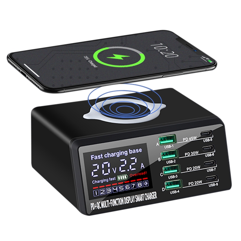 X9D 110W Multi-ports Smart Charger Station + Wireless Charger AC100-240V, US Plug