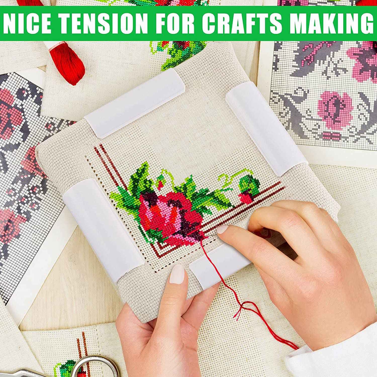 2Pc Cross Stitch Frame Square Embroidery Hoops Q Snaps for Cross Stitch Quilting Frame Sewing Hoop. 