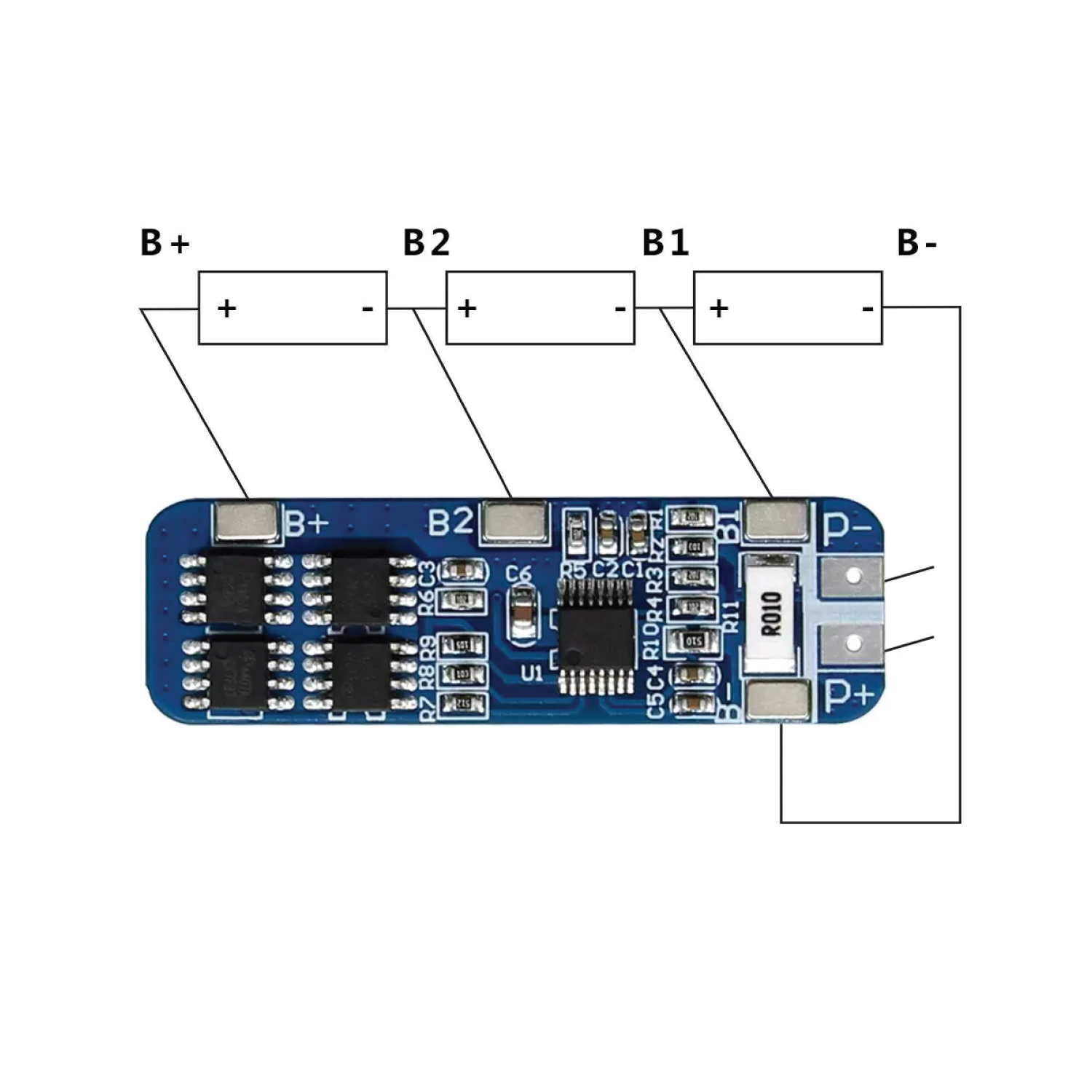 3S BMS 12V 10A 11.1V - 12.6V 3 Cell 18650 Lithium Battery Charging Protection Board Battery Management System Module