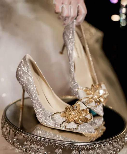 Stylish Women's Comfortable Crystals Sandals High Heels Wedding and Party  Shoes