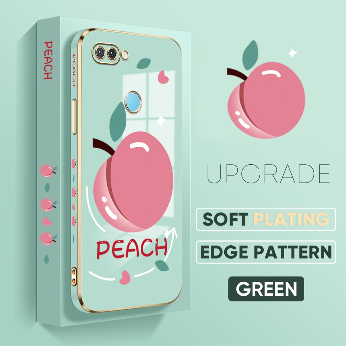 TA for Realme 2 Pro Back Cover Shiny Peach Luxury 6D Plating Case Side Pattern Soft Silicone Square Phone Case