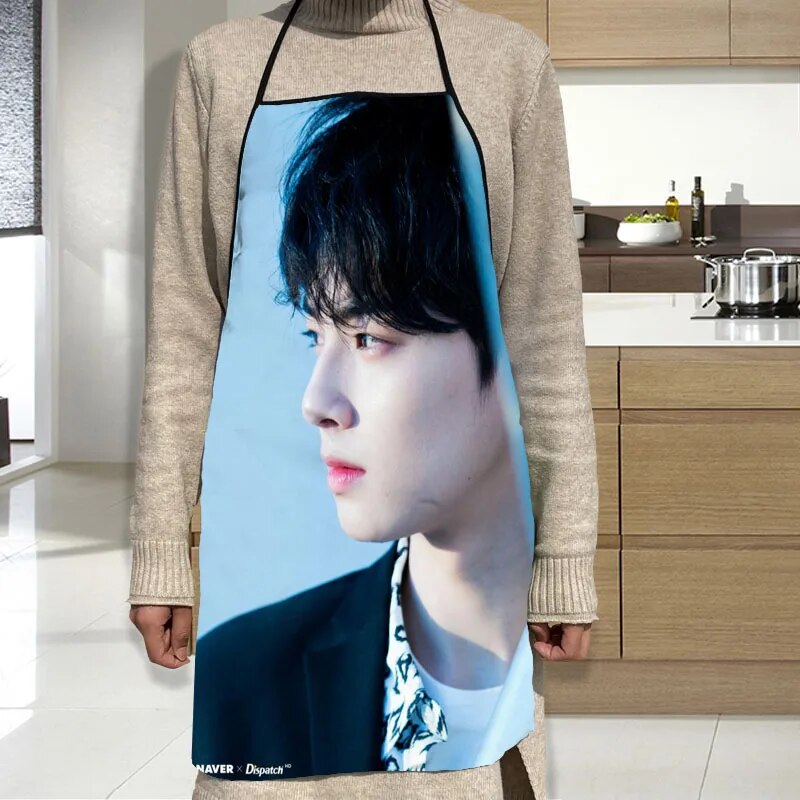 Cha Eun Woo Apron Grill Kitchen Chef Apron Professional for BBQ, Baking, Cooking for Men Women 2 Size 68X95cm and 50X75cm. 