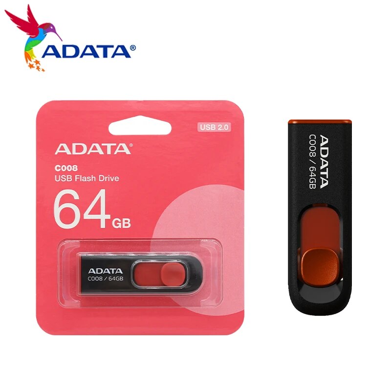 Original ADATA USB 2.0 C008 16GB 32GB 64GB USB Flash Drive High Speed usb flash drive Memory Stick Pendrive For Computer. 
