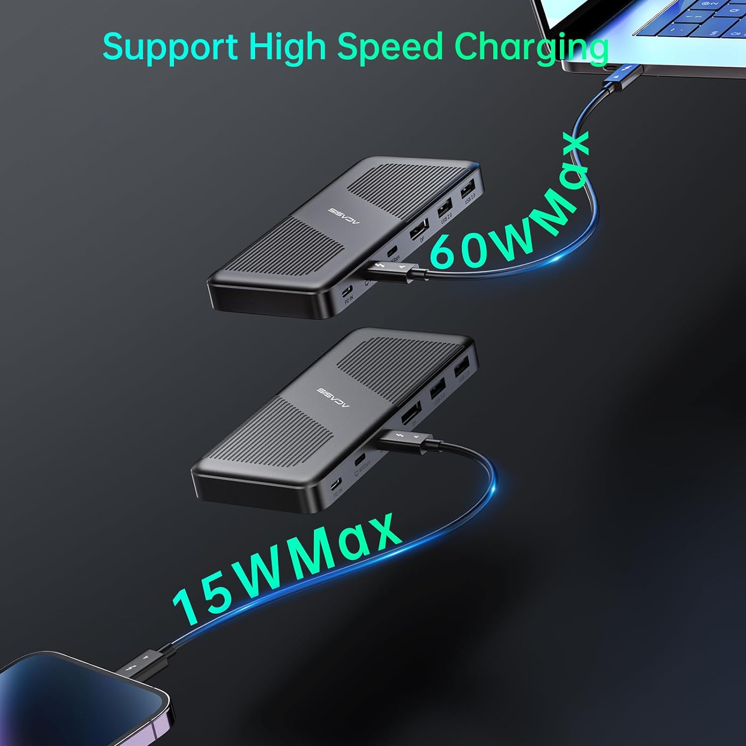 ACASIS 40Gbps Dock,Works with Thunderbolt 4/3, USB4 and USB Host Devices, Single 8K or Dual 6K60Hz Display, 11 Ports-DP 8K 60HZ, 2 USB C 40Gbps, PD 100W, USB4 Hub for M1,M2 Macs and Windows. 