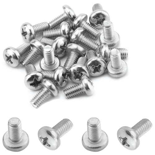25pcs M4 Round Head Screws M4 x 8mm Mild Steel Round Cro-ss Pan Head Machine Screw Bolts Self Tapping Plain End