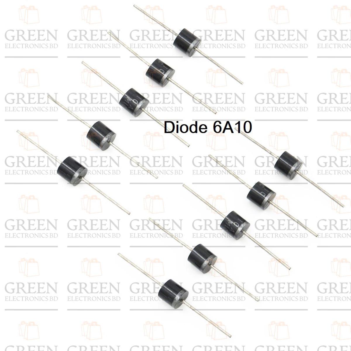 10Pcs- Diode 6A10 1000V 1KV 6A General Purpose Rectifier Axial Diode 6A10 Silicon Junction Diode R-6 Package