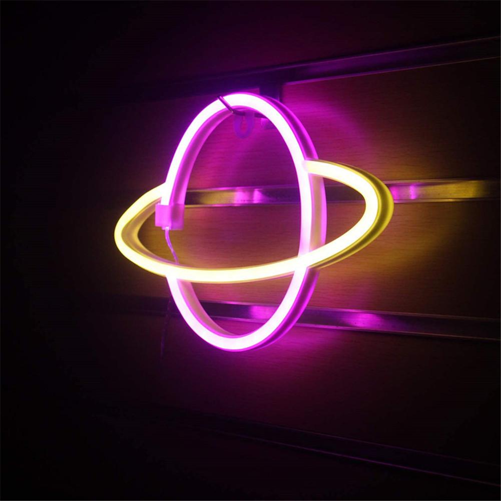 【Broad Sunlight shop】Room Planet Neon Light USB Or Battery Powered Soft Night Light For Home Bar. 
