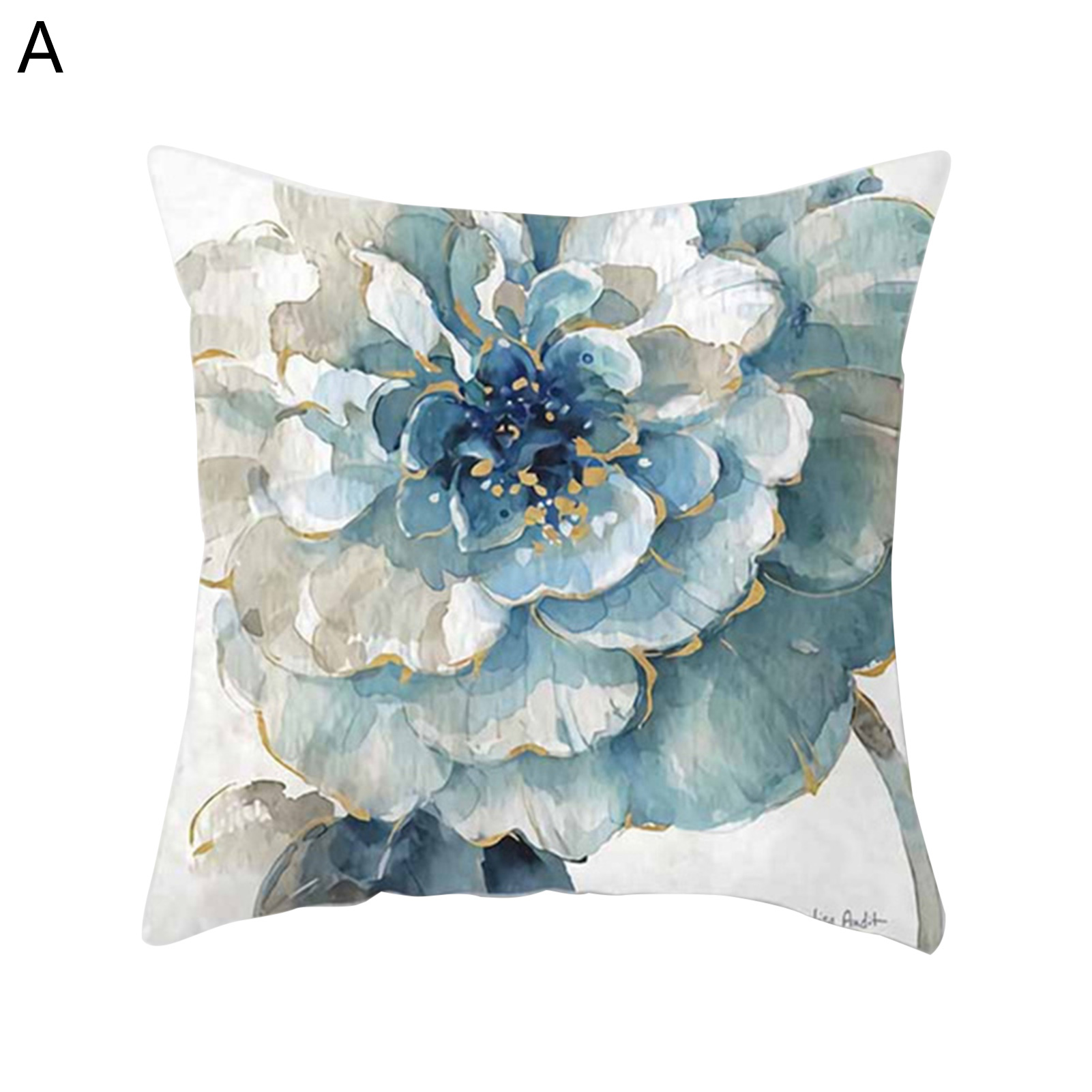 Cushion Throw Case Anti-shrink Repleable Floral Printed Cushion Throw Case