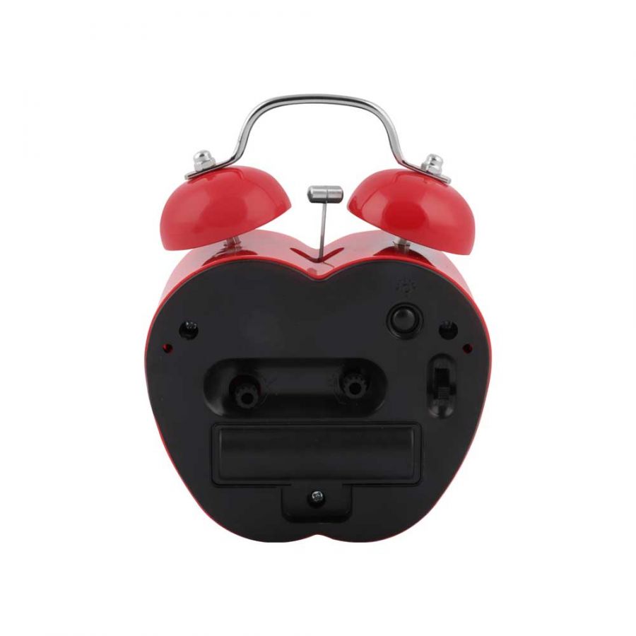 Cute Apple Shape Time Alarm Clock Retro Clock with Nightlight for Kids Children One Size. 
