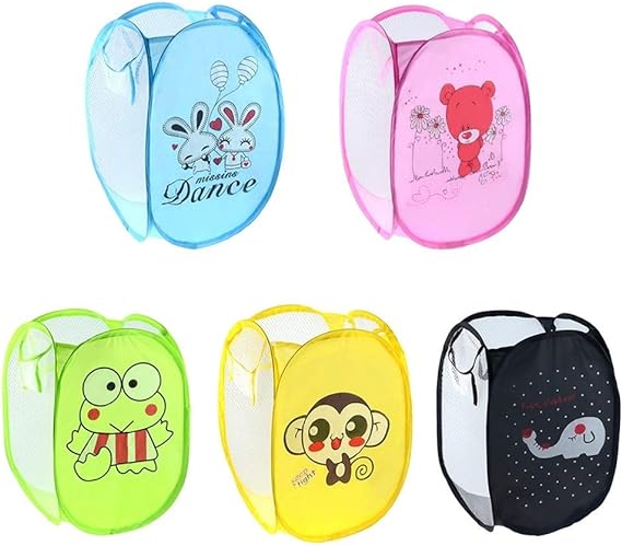 .  Laundry Bag | Nylon Storage Basket with Handle | Clothes Basket for Home| Net Foldable Laundry | Hostel | Toy Storage | 40 Liter Multi color pack of 1 Lundry Bag. 