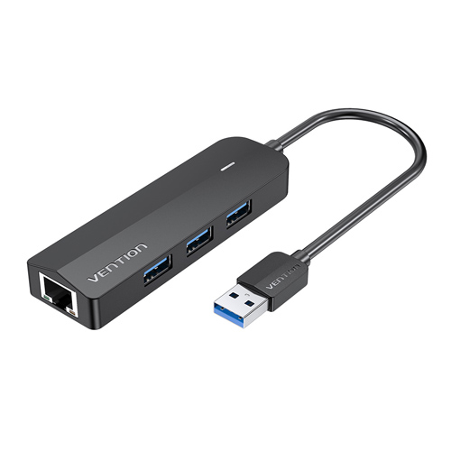 VENTION CHNBB 3-Port USB 3.0 (0.15M  ) with Gigabit Ethernet Adapter Black   Hub. 