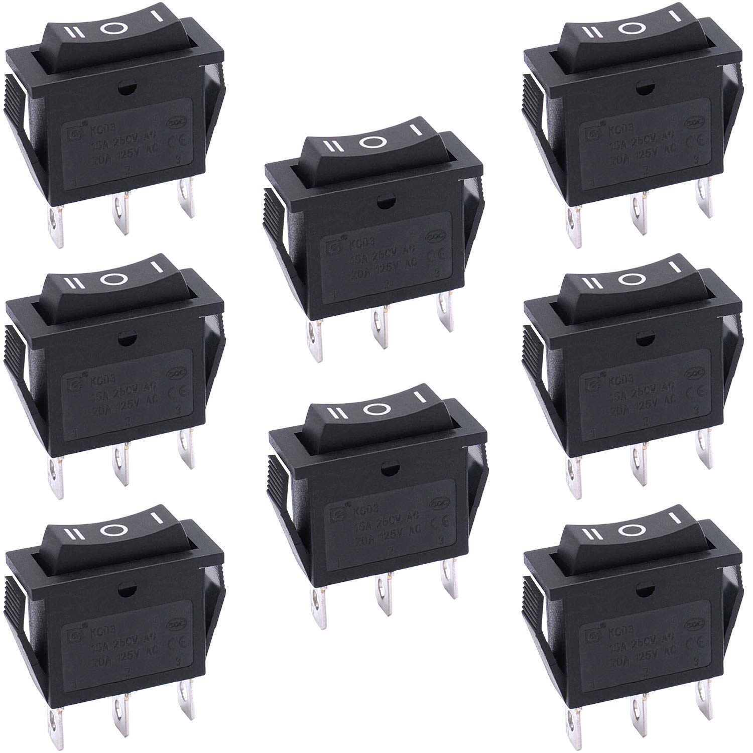ON-OFF-ON 15A KCD3 Rocker Switch 15A 250V 3 Pin BLACK Color Switches 3Pin On Off On 3 Positions Power Switches For Auto Car Boat IPS UPS Heat Machine Drill Machine. 