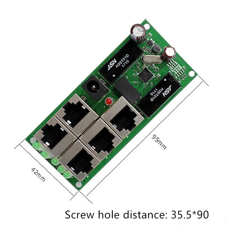 5 pin ethernet switch circuit board for module 10/100mbps PCBA board OEM Motherboard ethernet switch 5 RJ45 10/100mbps. 