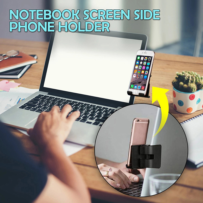 Notebook Screen Side Phone Holder Clip On Monitor For Laptop Or Desktop Monitor Creative Mobile Phone Stand For Laptop. 