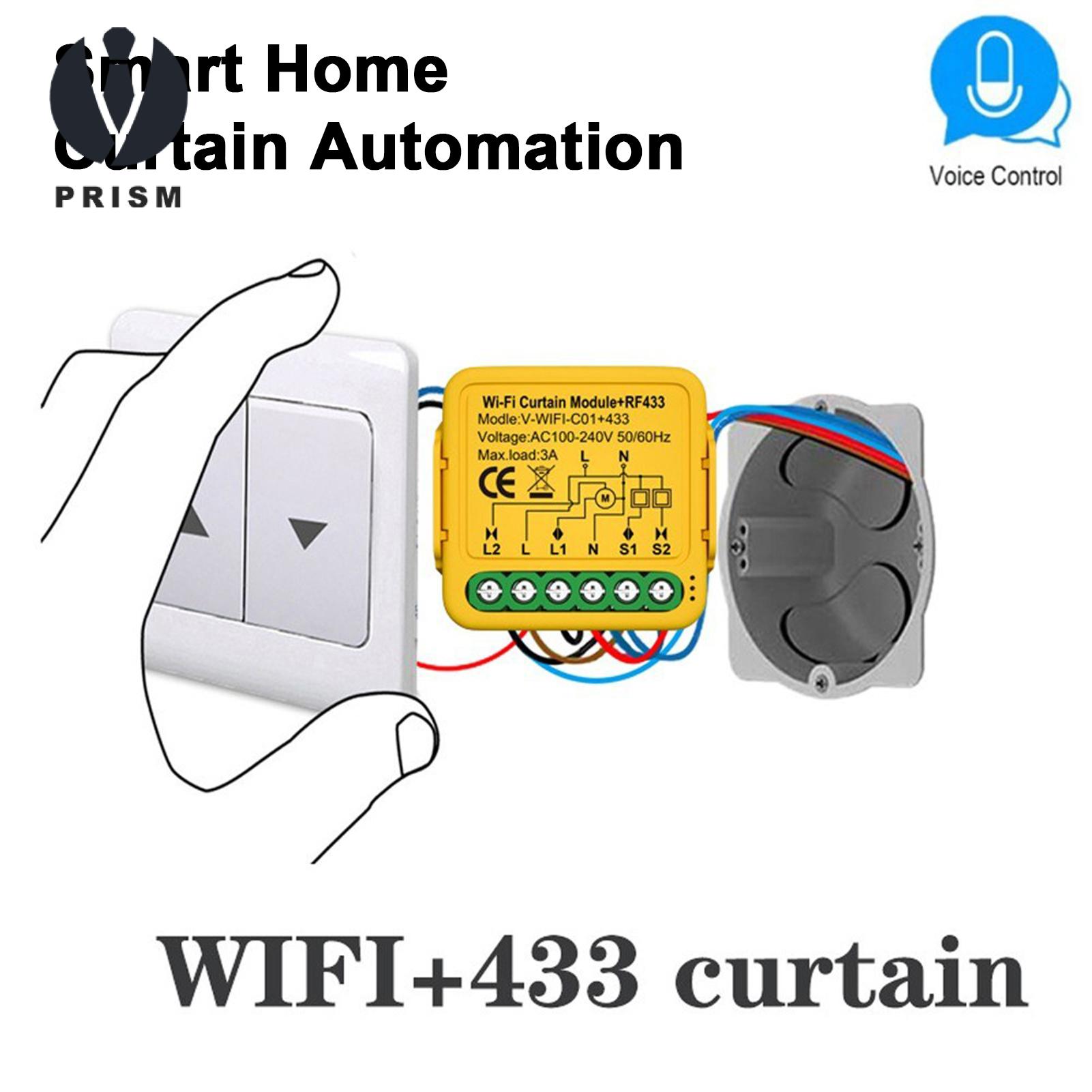 Prism Curtain Blinds Module Smart Wi-fi Zigbee Curtain Blinds Switch with Timer Voice Control Home Automation for Roller Shutter Motor Smart Switch. 