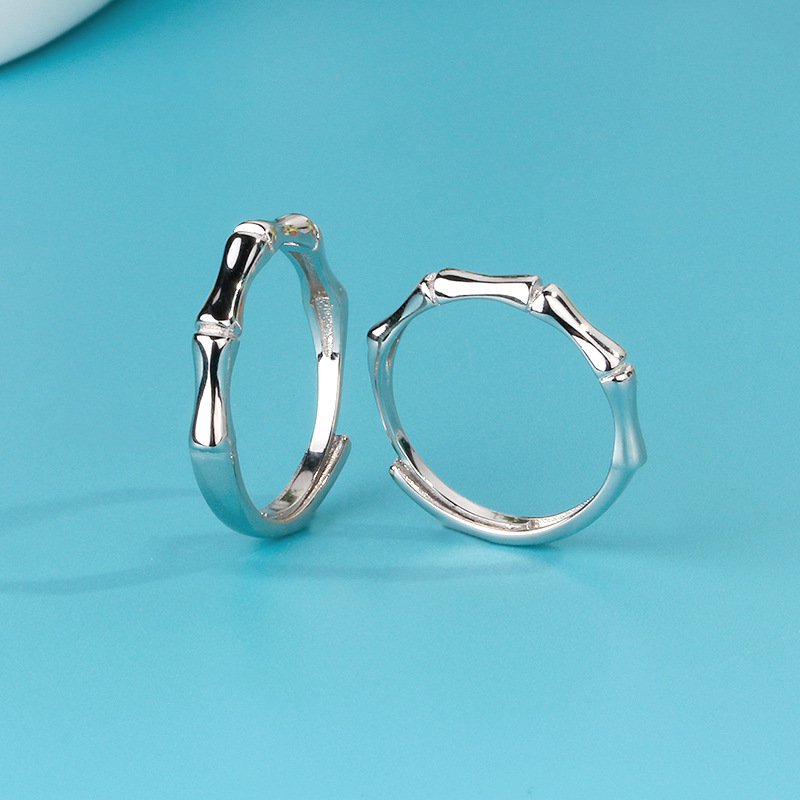 Runxin Green Plum Bamboo Horse Couple Ring Simple Love Bamboo Opening Couple Rings Personalized Creative Bamboo Couple Ring