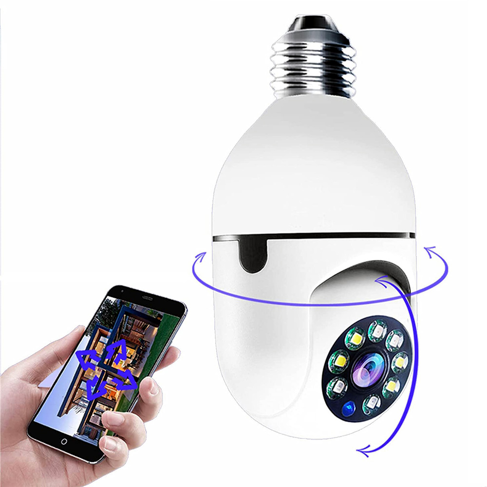 V380 Tuya PTZ Wifi Camera Mini Plus E27 Bulb Socket Security Wi-fi Camera auto rotate light bulb camera. 