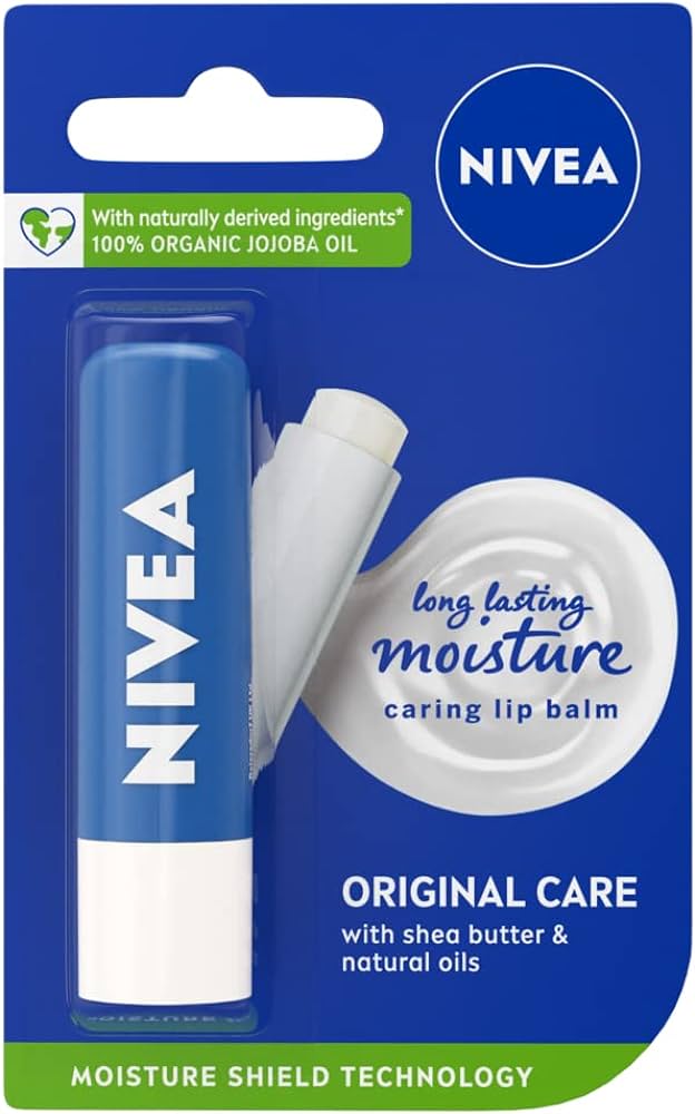 NIVEA Original Lip Balm 24Hour Melt-in Moisture with Shea Butter & Natural Oils. 