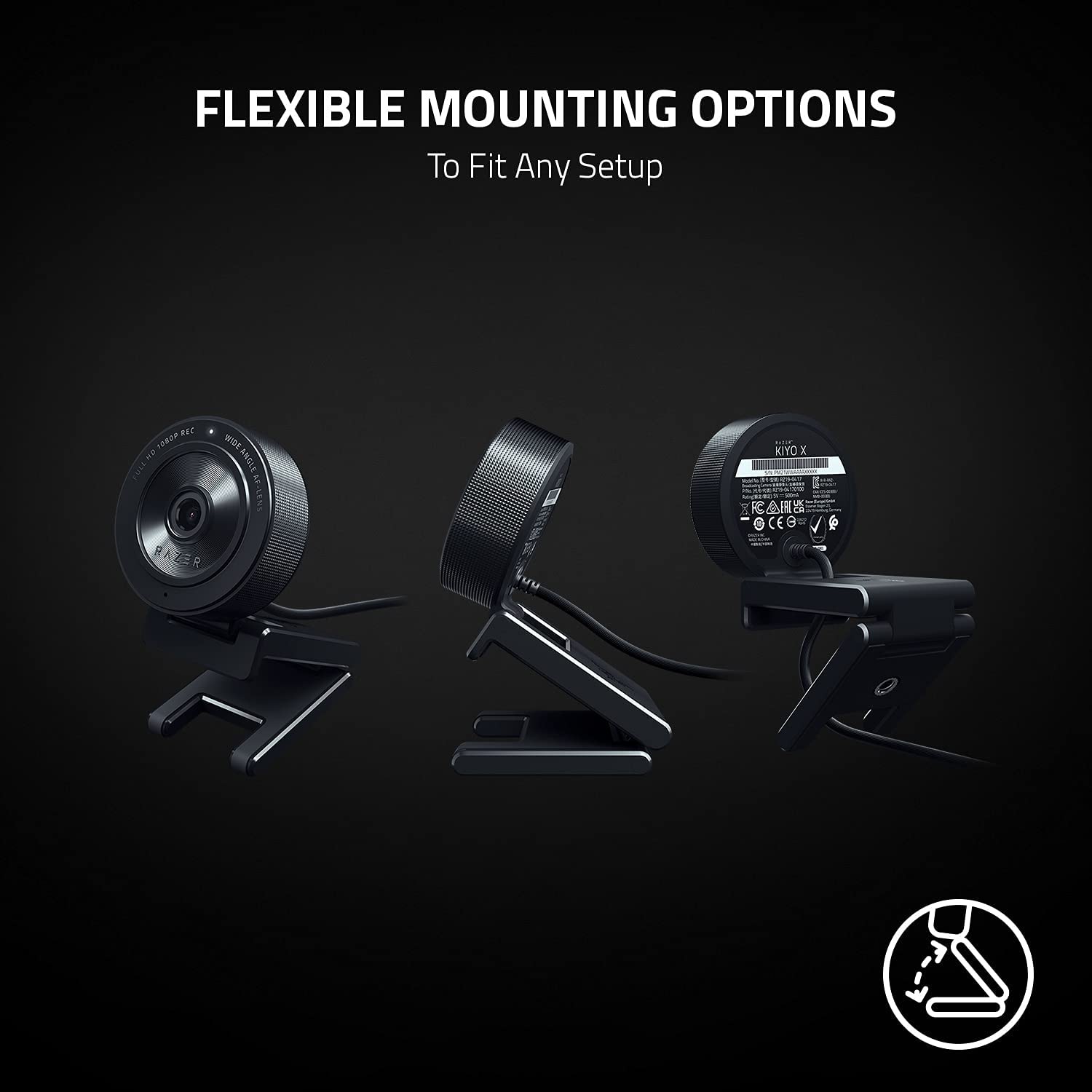 Razer Kiyo X Full HD Streaming Webcam: 1080p 30FPS or 720p 60FPS Equipped with Auto Focus Fully Customizable Settings. 