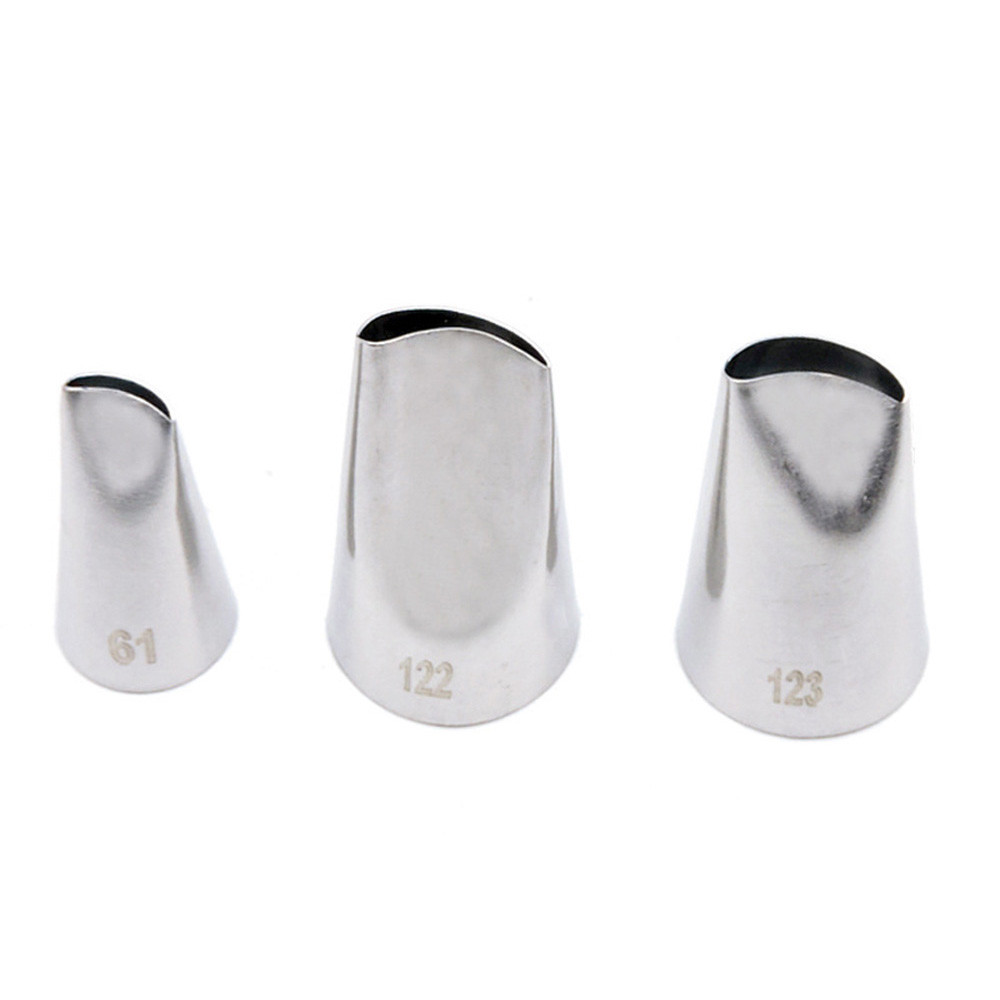(New)#61 #122 #123 3Pc/et Roe Petal Piping Nozzle Cake Decorating Icing Tip tainle teel Patry Nozzle For Cream Korea Bean Pate Flower Petal. 