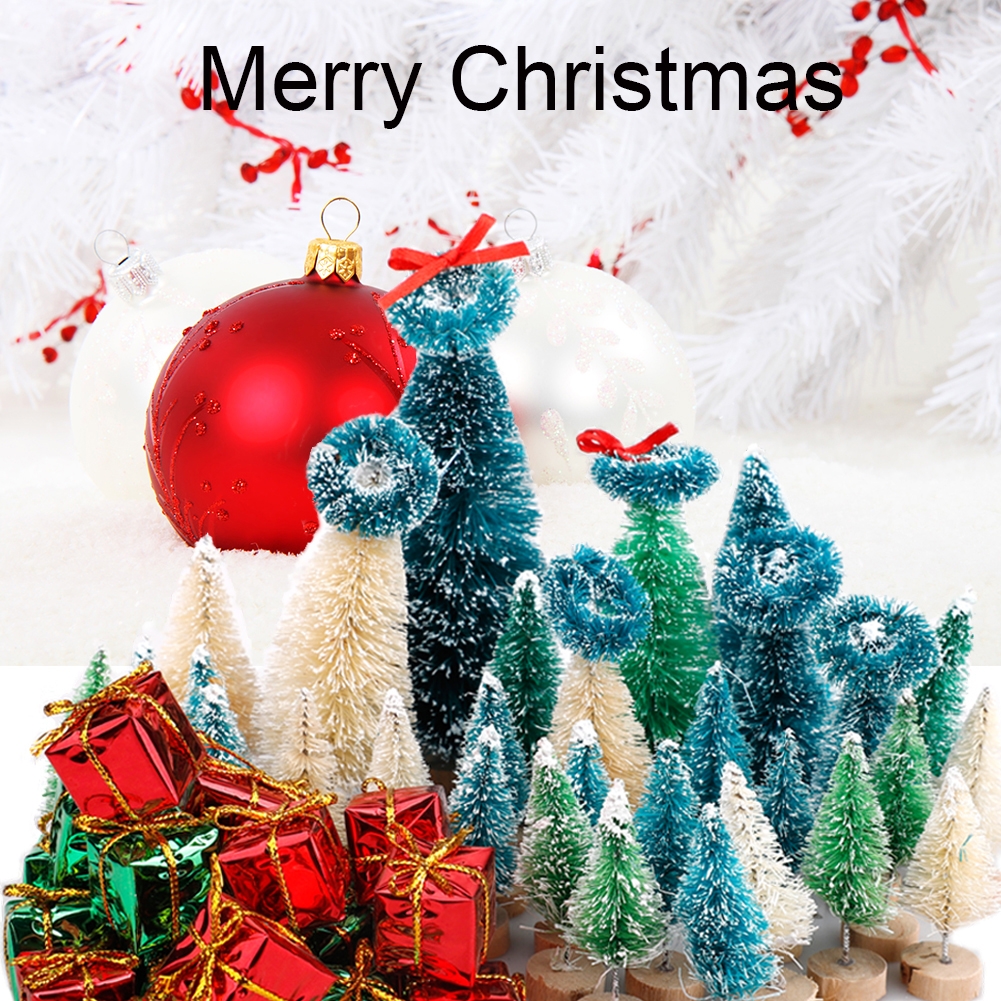 Tiny Xmas Tree Lightweight Mini Snowy Pine Tree Xmas Party Ornament. 