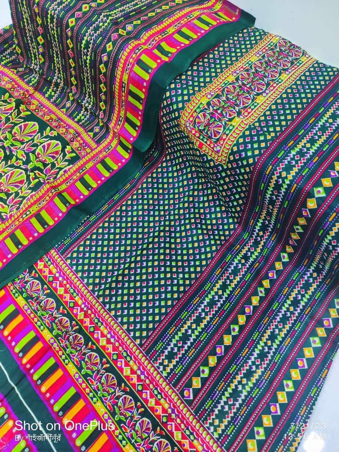 High Quality Cotton Printed 3pcs Shalwar-Kameez - Multi Color. 