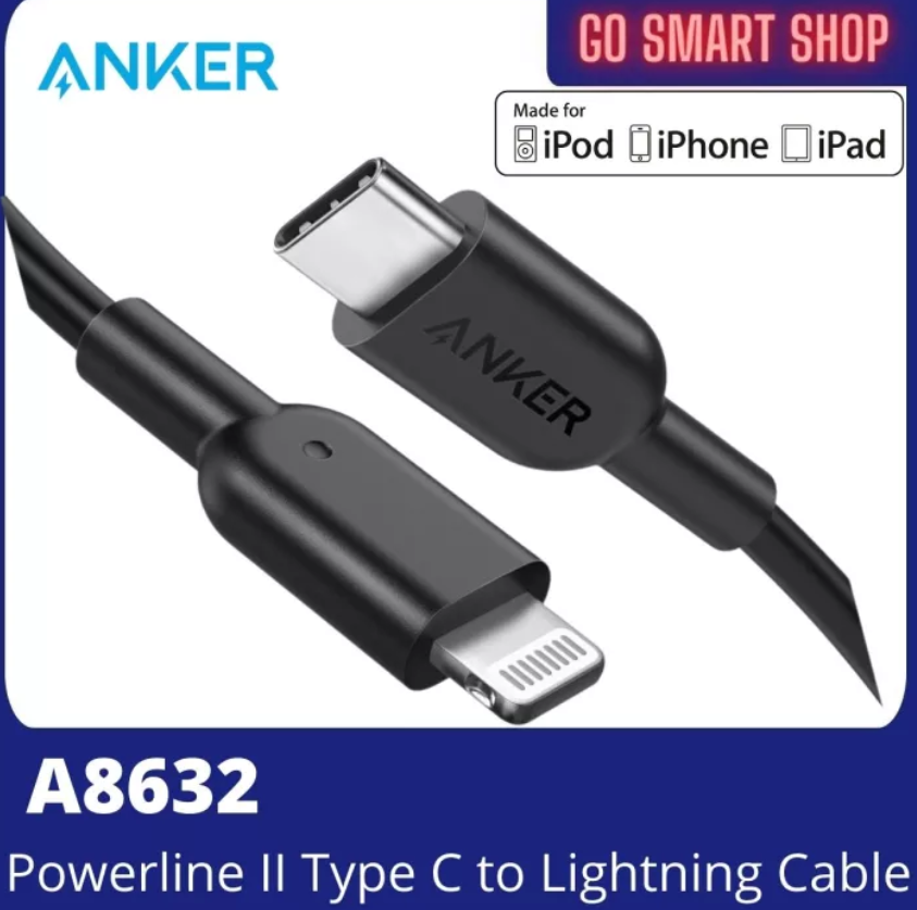 Anker Powerline II USB-C Cable high-speed charging via Power Delivery MFi Certified A8632. 