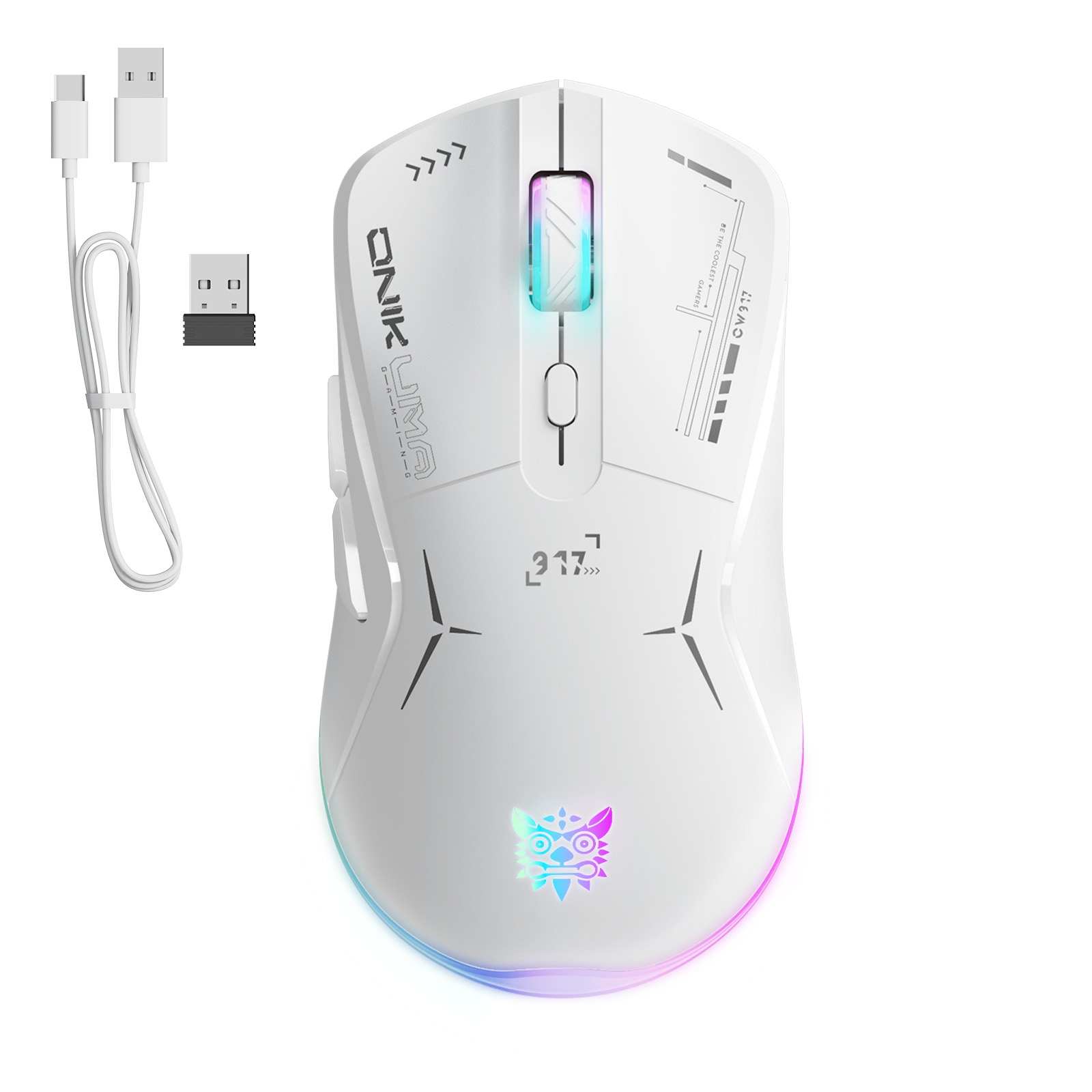 ONIKUMA CW917 RGB Dual Mode Wired + 2.4GHz Wireless Mouse. 