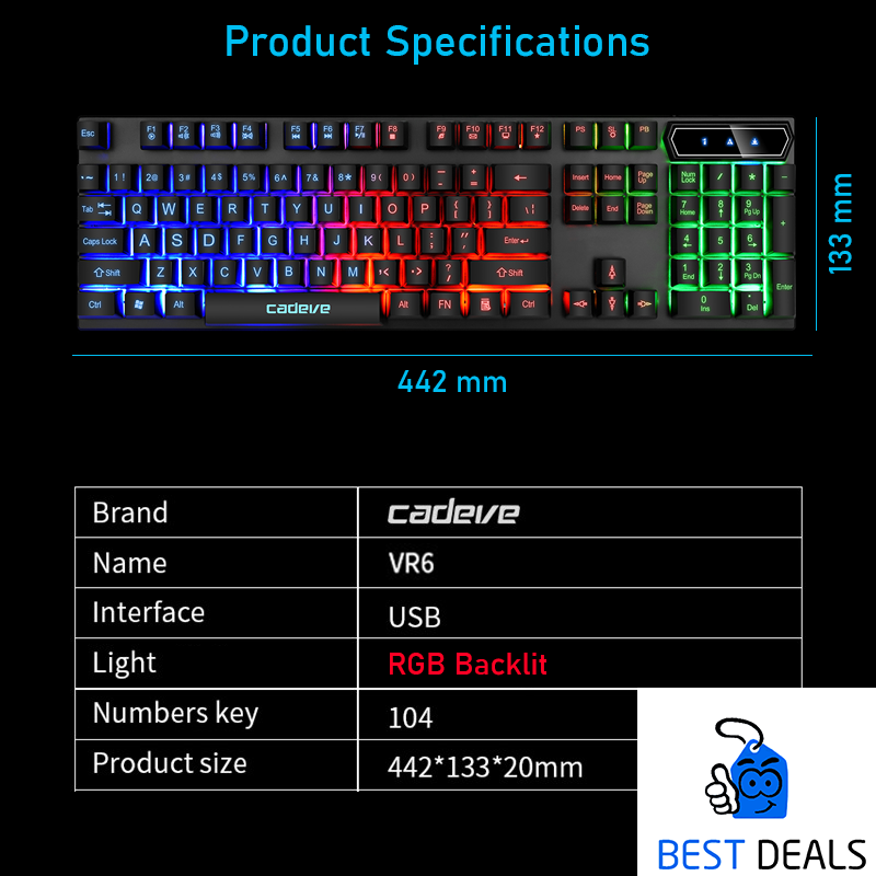 High-Performance - Gaming keyboard cadeve vr6 rgb keyboard rgb lighting backlit gaming keyboard - Effortless Usage. 