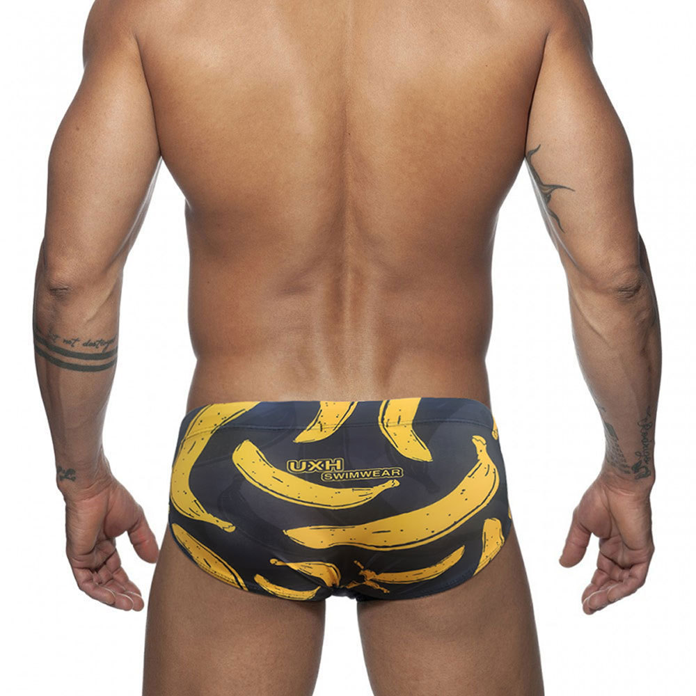 Men's Banana Print Fun Swim Briefs Swimwear Hot Art Trend Swimming Trunks Shorts Beach Surfing Bathing Suit Sunga Cavada. 