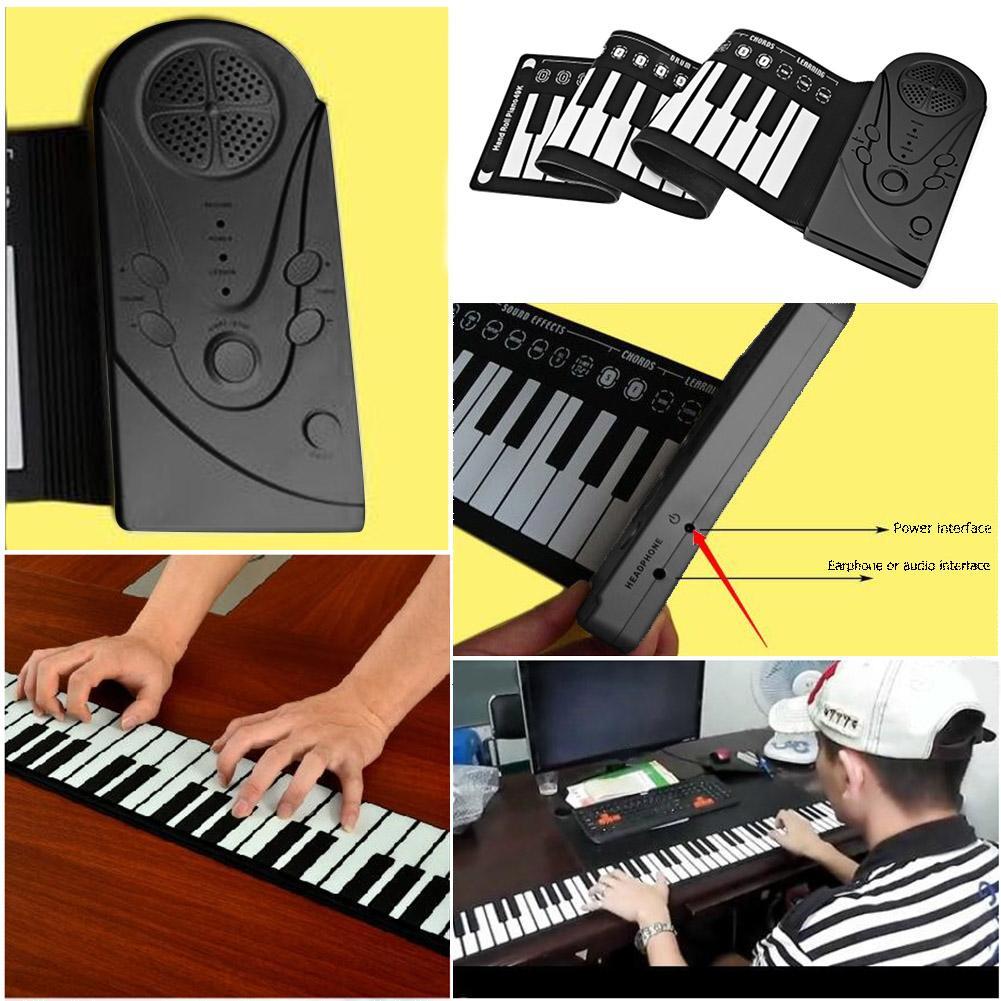 Portable 49-Key Flexible Silicone Roll Up Piano Folding Electronic Keyboard. 