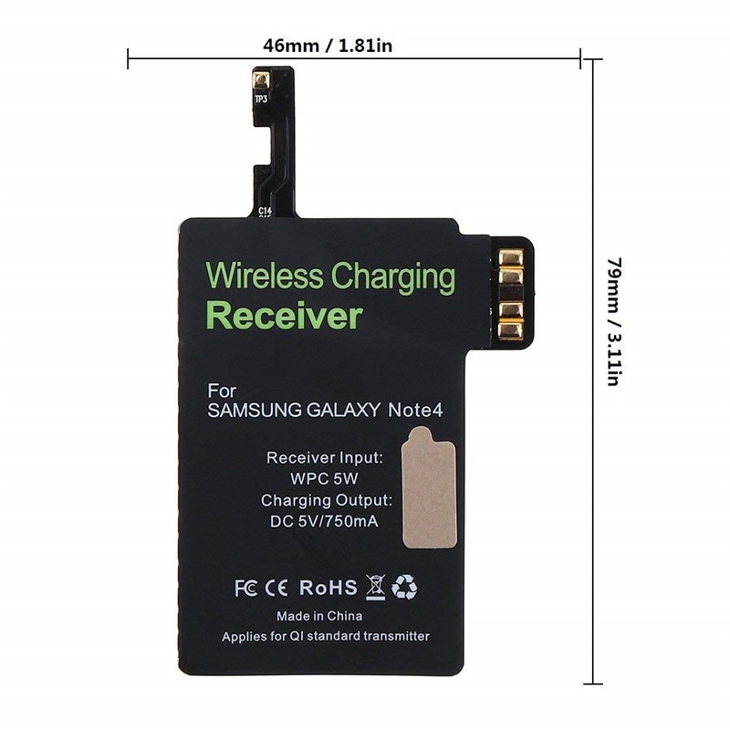 【happy one】Qi Wireless Charger Receiver Module Samsung Note 4 Apply for Qi Wireless Charging Pad 5V 750mA Black. 