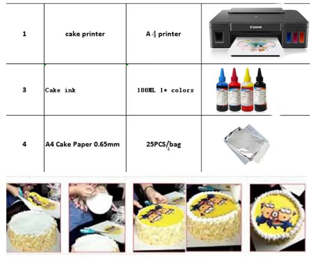 Edible ink inkjet printer for Canon A4 G1810/G1831/A3 IX6880 IX6870 cake candy coffee printing machine rice paper printer wholes. 