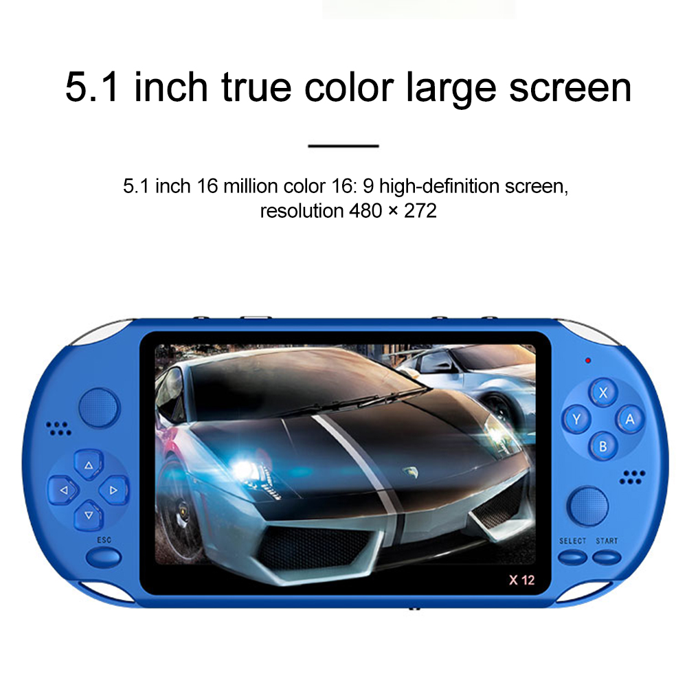 Ecocc【COD】X12 5.1 Inch Handheld Video Game Console 8GB FC GBA NES Built-in 10000 Game Console. 