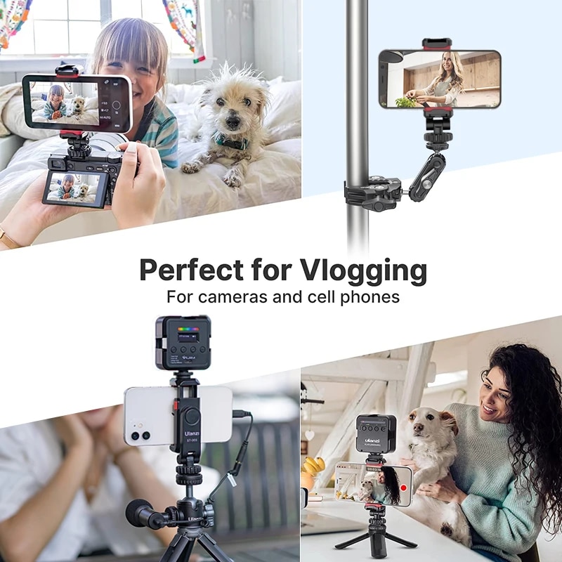 Ulanzi ST-06S Vertical Phone Mount Holder DSLR Camera Monitor Mount Tripod Mount Clamp for Smartphone Vlog. 