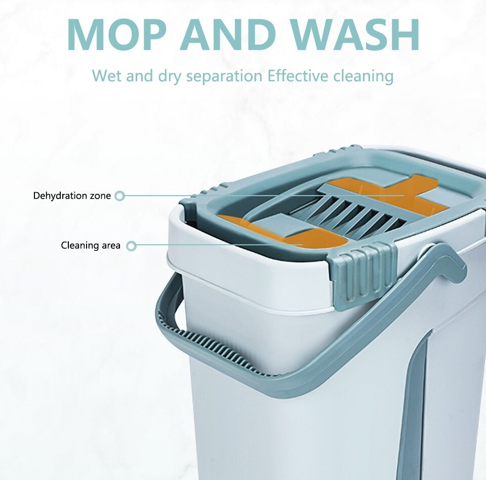NEW Touchless Mop Flat Floor Wash Mops Bucket Magic Cleaner Self-wring Squeeze Double Side Household Cleaning Automatic Drying Lazy Mop Floor Mop. 
