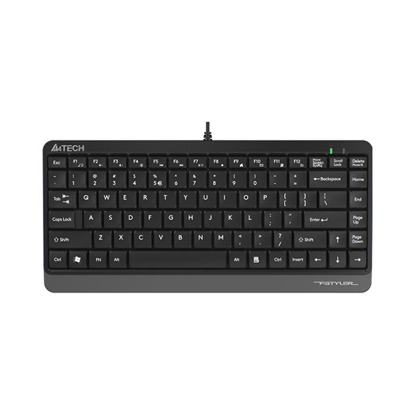 A4TECH FK11 Wired Mini Keyboard - Compact Size - Sleek Round-Square Keycaps - Multimedia Hot Keys - USB - For PC/Laptop - Black. 