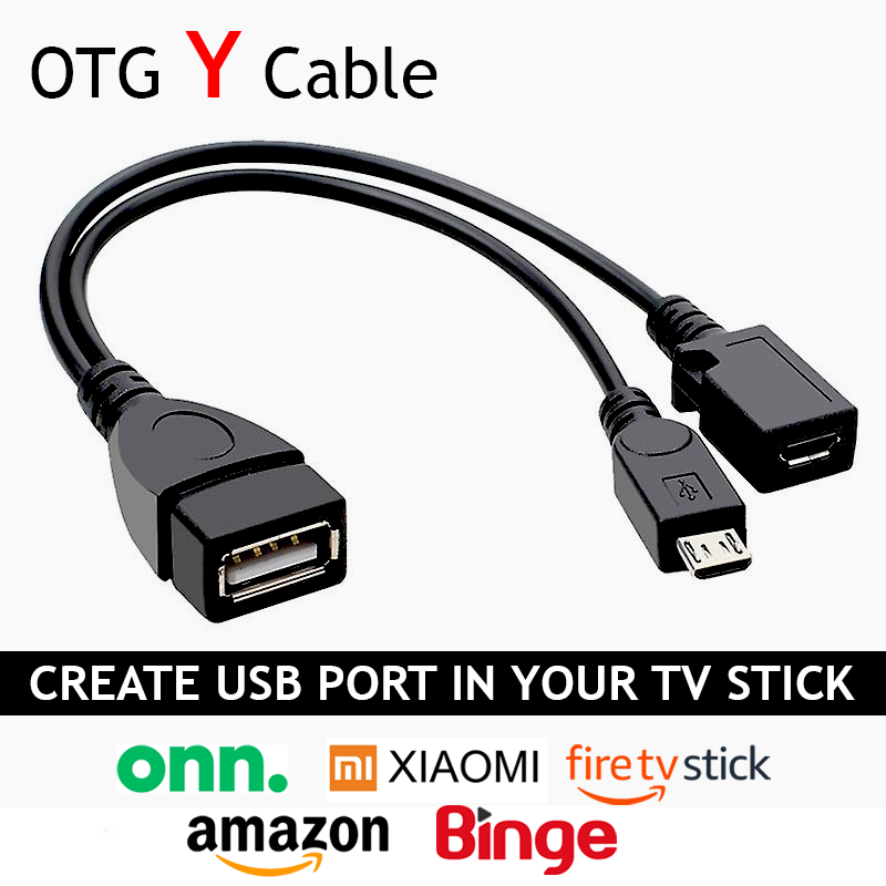OTG Y Cable For Creating USB Input Port In Android TV Stick And Mini Size Android TV Box Micro USB ONN Amazon Fire Tv Stick Binge M.I Xiao.mi. 
