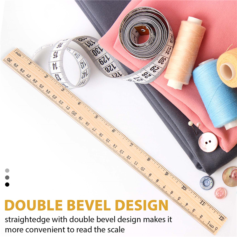 12 x Wood Ruler Measuring Ruler, 2 Scale (12 Inch and 30 cm). 