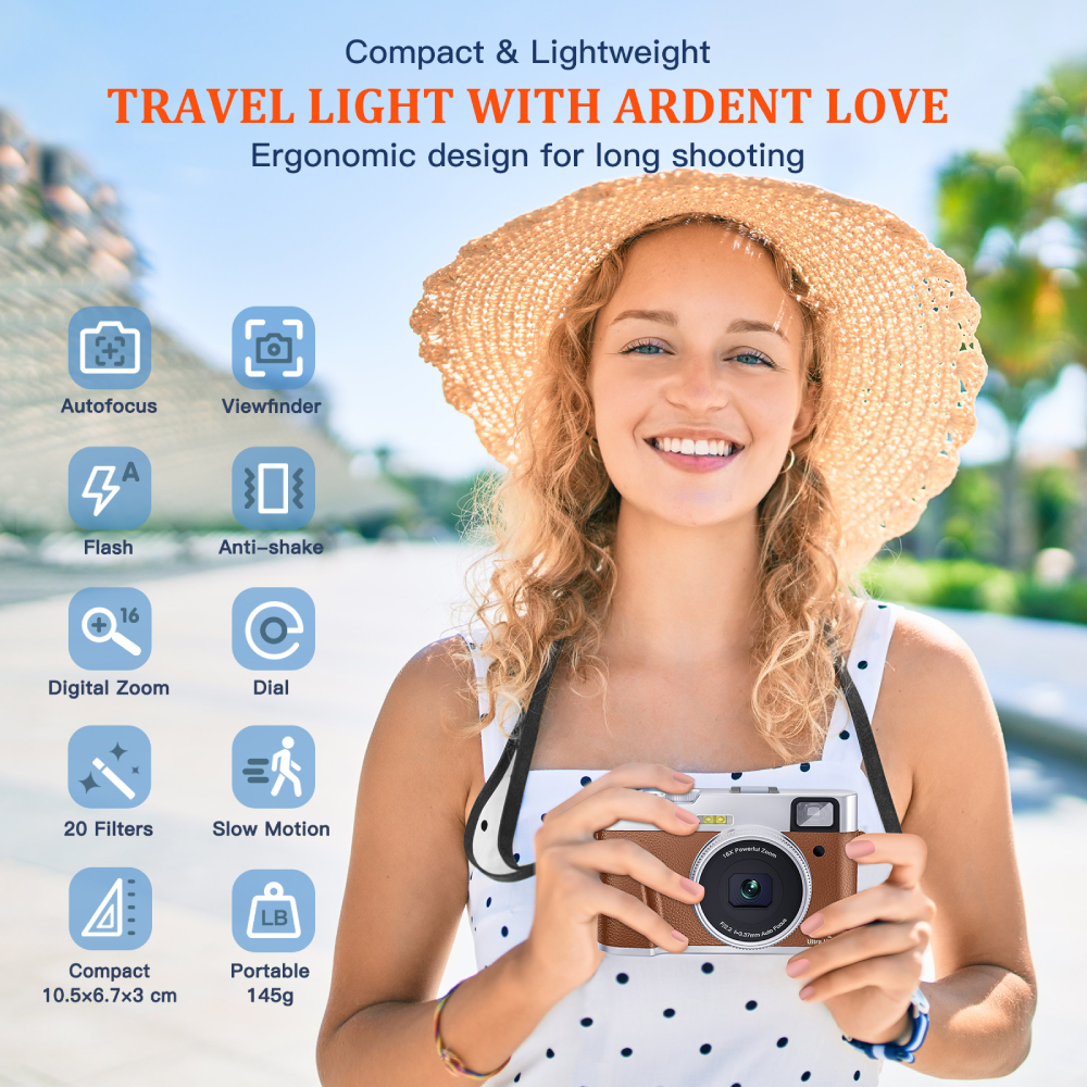 4K Digital Camera Auto Focus 48MP Vlogging Camera for YouTube and Anti-Shake Video Camera with Viewfinder Flash Dial. 
