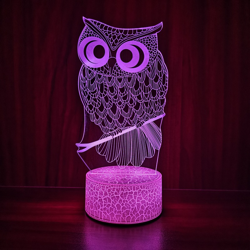 Cross-Border Supply Bird Series Owl 3d Small Night Lamp Colorful Remote Control Creative Touch Table Lamp KT-C. 