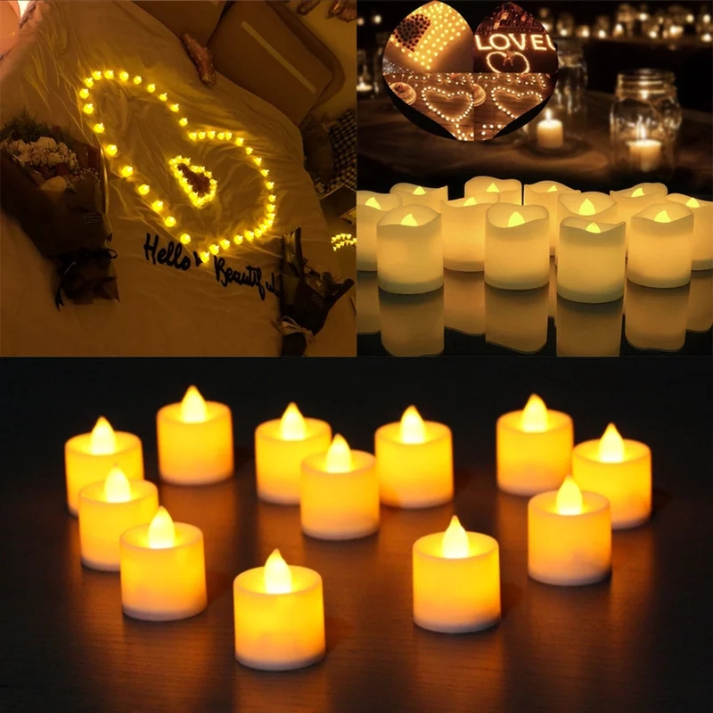 LED Flameless Candles Set of 6 Golden Scented Decorative Lights for Home and Gift Use. 