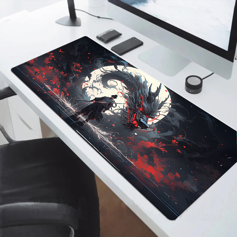 Mousepad Gamer Gaming Pad Samurai Mouse Mat Non-slip Pads Rubber Anime Keyboard Laptops Pc Extended Deskmat Large Mause Mats Xxl. 