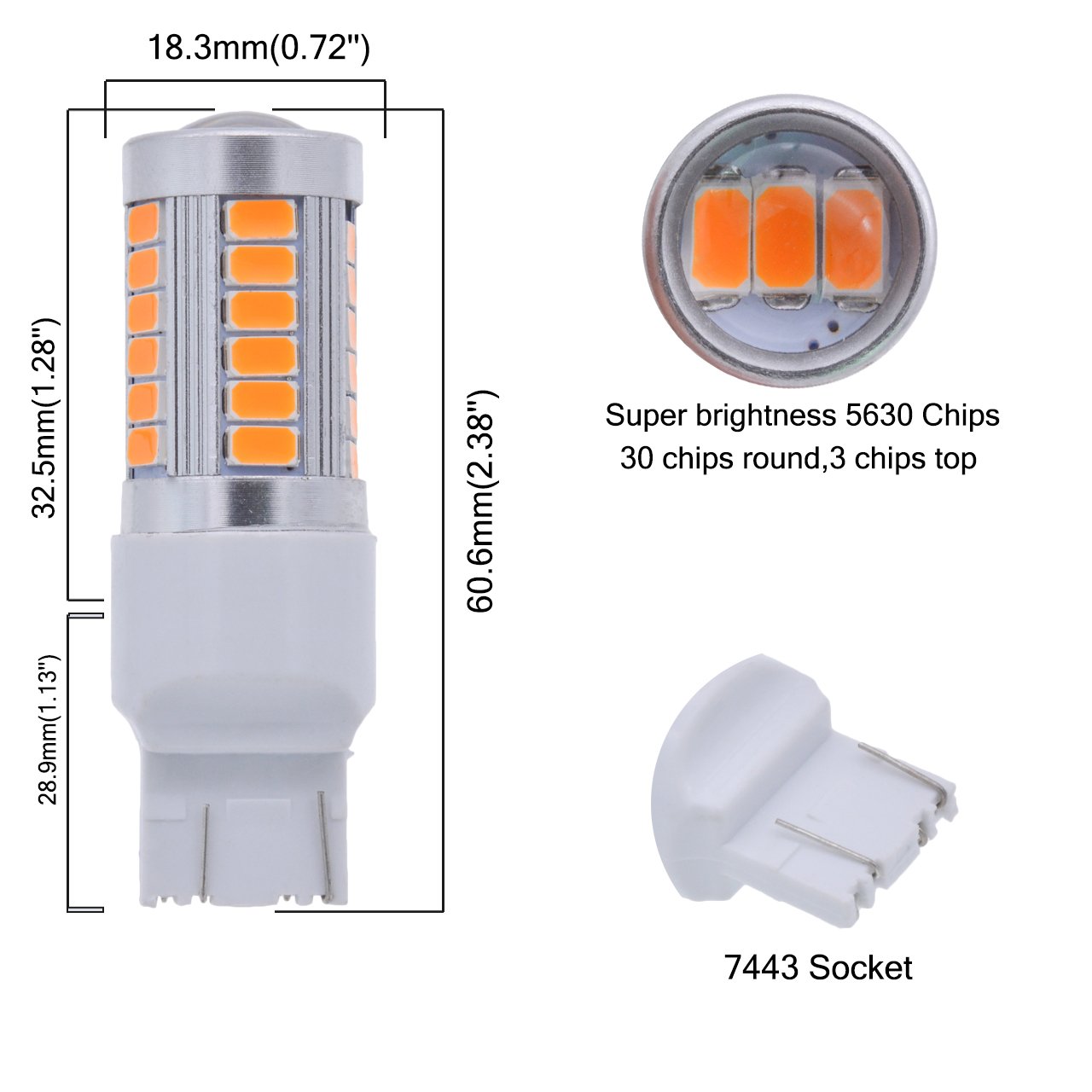 2x 7443, T20 LED Bulbs Amber Yellow 900 Lumens Turn Signals Light & 2Pcs T15 W16W LED Backup Light Bulb 920 921 912. 