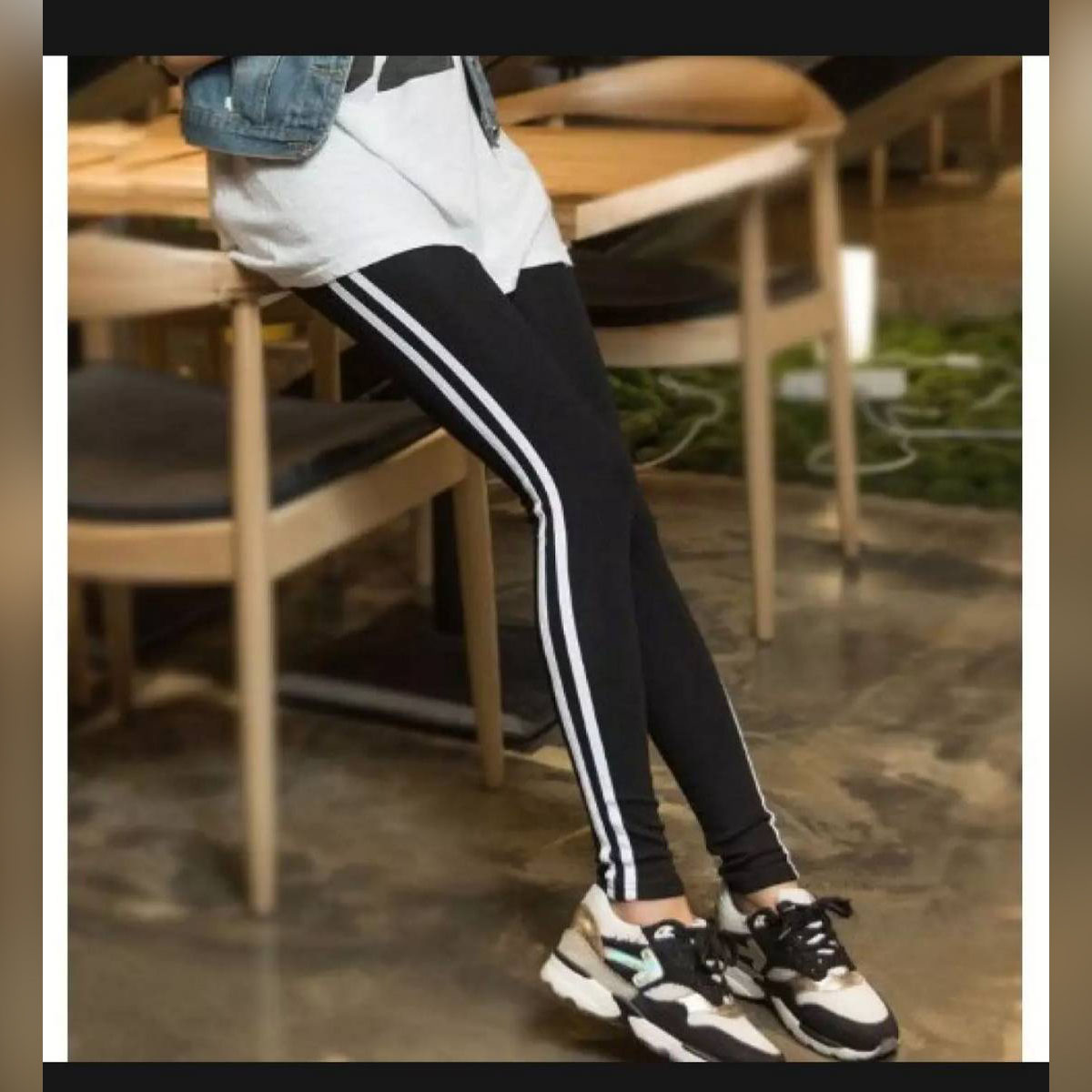 Side Striped Cotton leggings For Women 