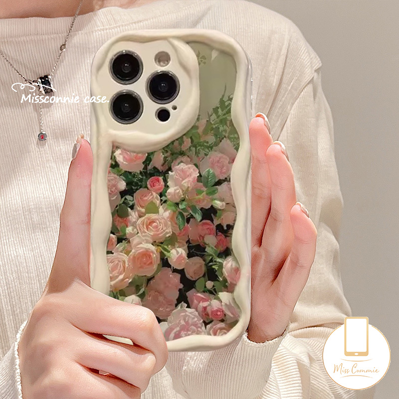 MissConnie For Samsung A14 A50 A05 A24 A12 A13 A04s A05s A04 A50s A23 A34 A52 A51 A53 A54 A30s A10s A21s A11 A32 A04E A31 A02s A30 A52s A03s A20s Funny Dreamy Romantic Pink Fresh Flower 3D Wavy Curved Edge Soft Cover Couple Phone Case. 