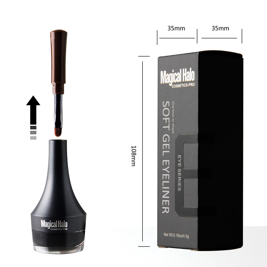 Magical Halo 2 Colors Brown Black Eyeliner Gel Waterproof Smudge-proof Eye Liner Cream with Brush Long-Lasting Brow Makeup Kits BruberryBeE. 